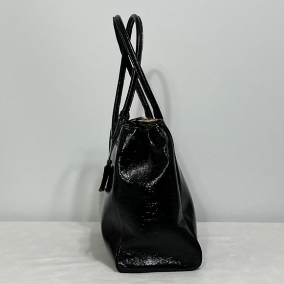 KATE SPADE New York Tri-Compartment Black Textured Patent Leather Tote - Picture 2 of 16